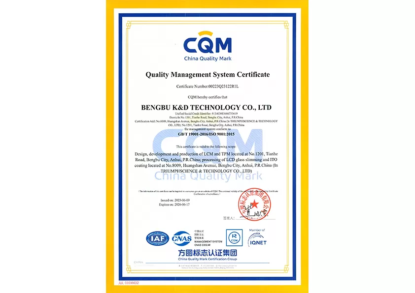 Quality Management System Certificate